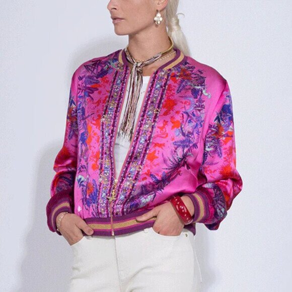 Camilla Tropic Of Neon Bomber Jacket Reversible Small b96E - Picture 9 of 14